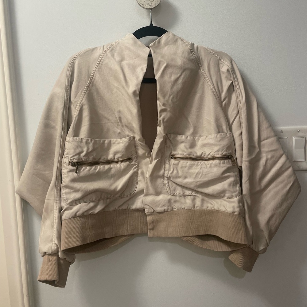 Beige Convertible Bomber Jacket - image 6